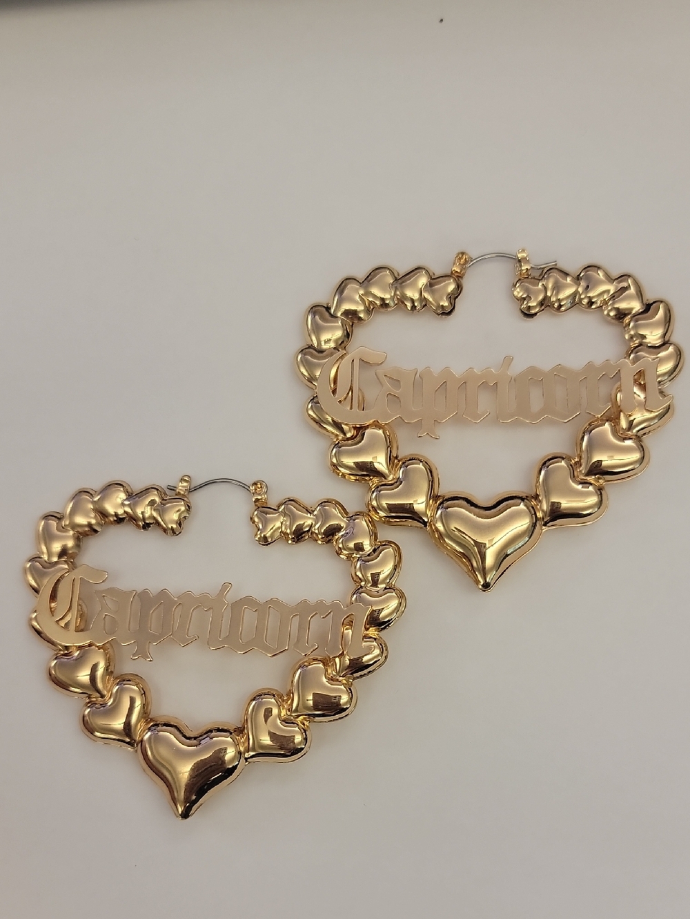Fashion Jewelry Gold Capricorn Heart Hoop Earrings